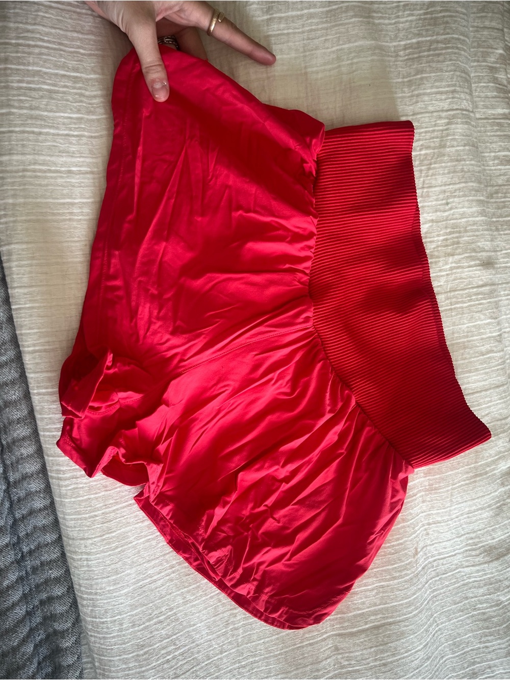 JoyLab Red Satin-Look Athletic Shorts with Ribbed Waistband